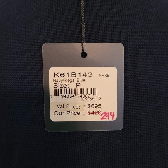 St. John 100% Wool Knit Zip Up Sweater Blue Geometric Coastal - Picture 9 of 12